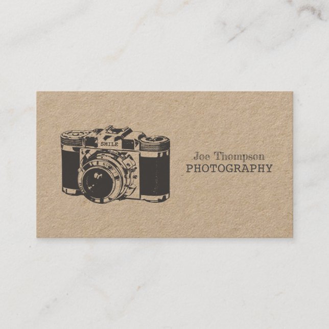 Vintage Camera Grunge Photography Business Cards (Front)