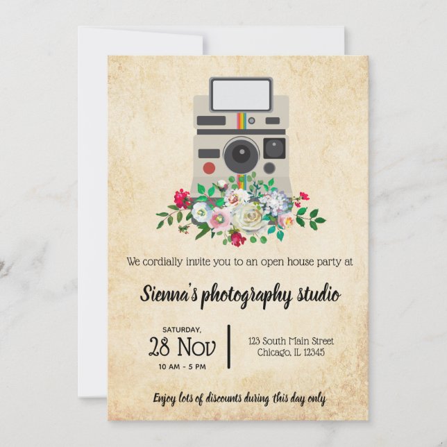Vintage Camera Invitation (Front)