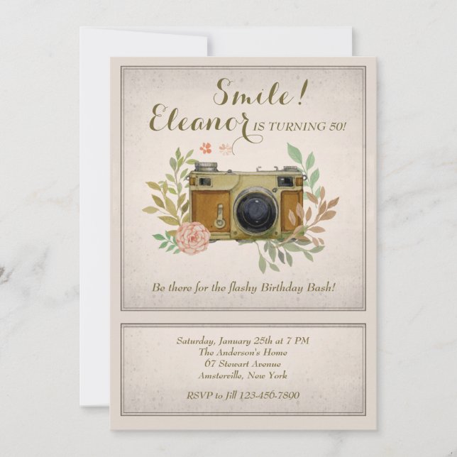 Vintage Camera Invitation (Front)