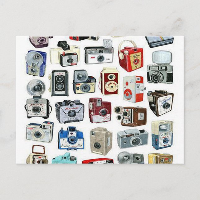 Vintage Camera Montage Postcard (Front)
