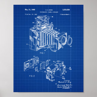 Vintage Camera Patent Poster Blueprint Background