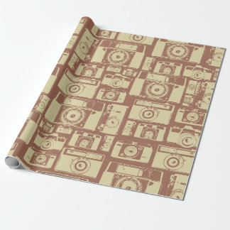 Vintage Camera Pattern in Brown Colours Wrapping Paper
