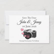 Vintage Camera Photographer Wedding Save The Date