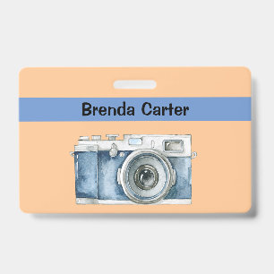 Vintage Camera Photographer with Name ID Badge