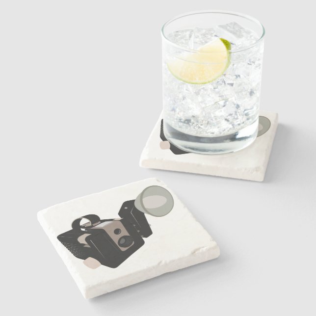 Vintage Camera Stone Coaster (Side)