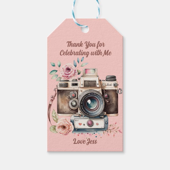 Vintage Camera with Photo Gift Tags (Front)