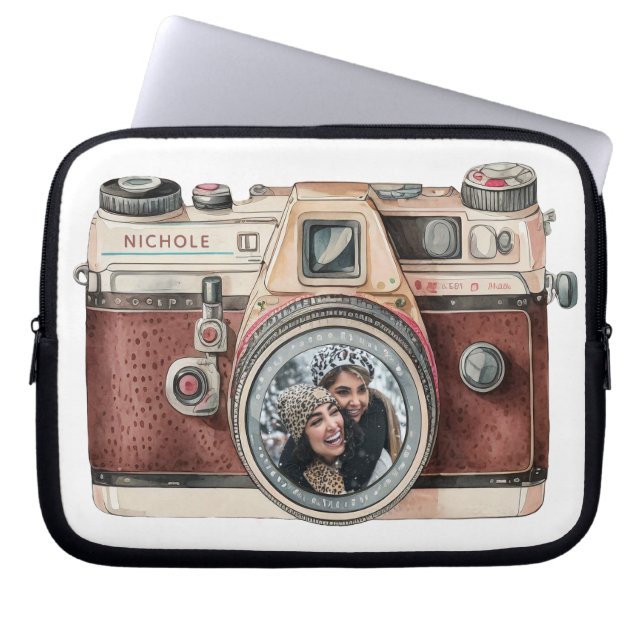 Vintage Camera with Photo Laptop Sleeve (Front)