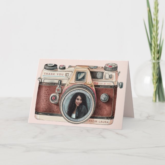 Vintage Camera with Photo Thank You Card (Front)