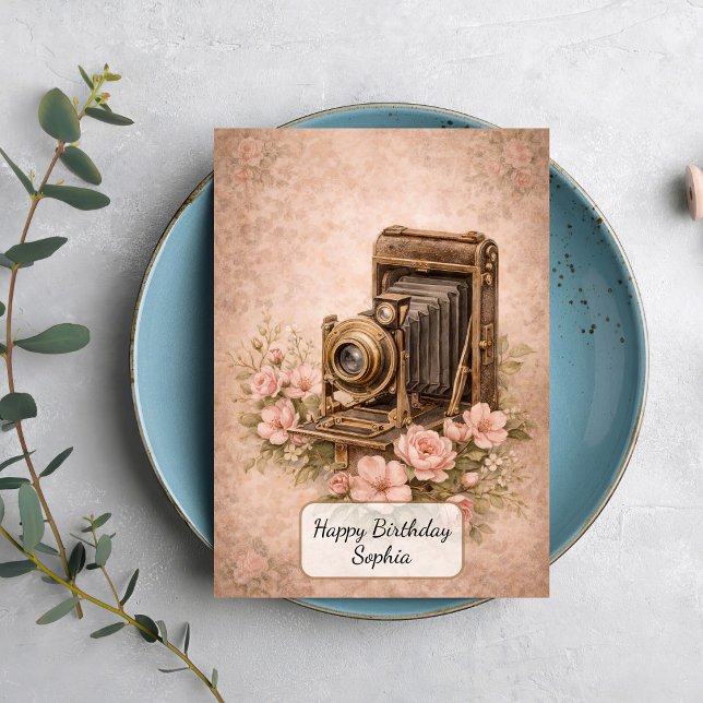 Vintage Camera with Roses Card (Creator Uploaded)