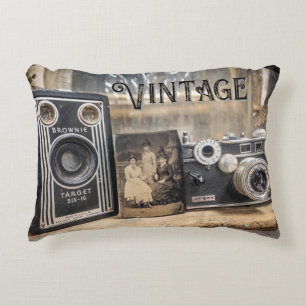 Vintage Cameras and Photo Print Decorative Cushion