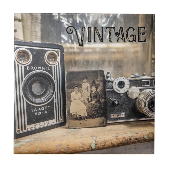 Vintage Cameras and Photo Print Tile (Front)