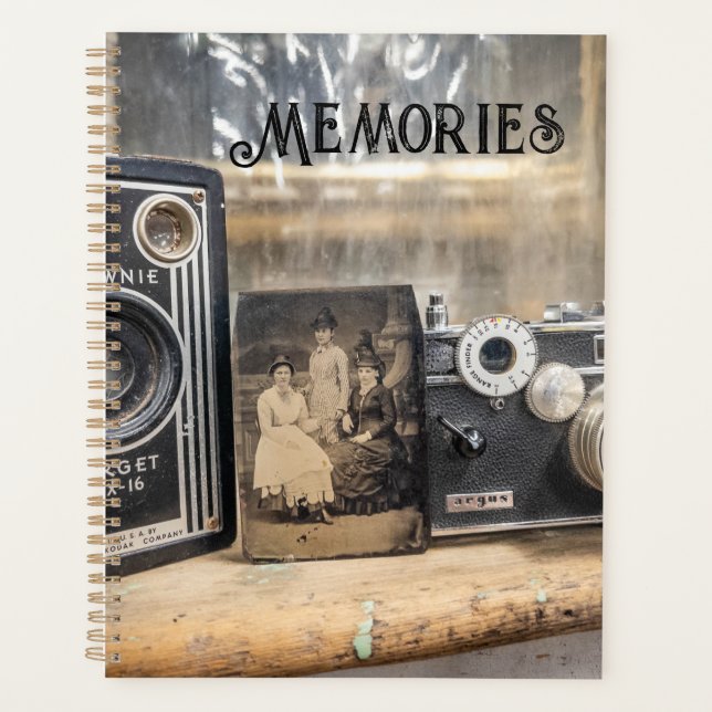 Vintage Cameras with Vintage print  Planner (Front)