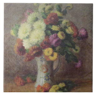 Vintage Camille Bouvagne A Bouquet of Flowers Tile