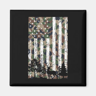 Vintage Camo American Flag Deer Camoflage Hunting Magnet