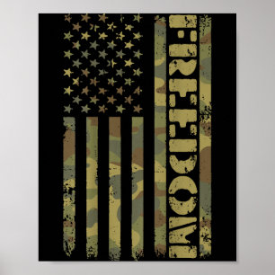 Vintage Camouflage American Flag 1776 Dom 4th Of J Poster