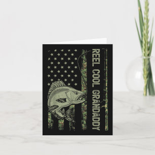 Vintage Camouflage American Flag Reel Cool Grandad Card