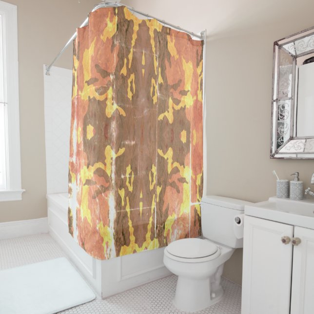 vintage camouflage shower curtain (In Situ)