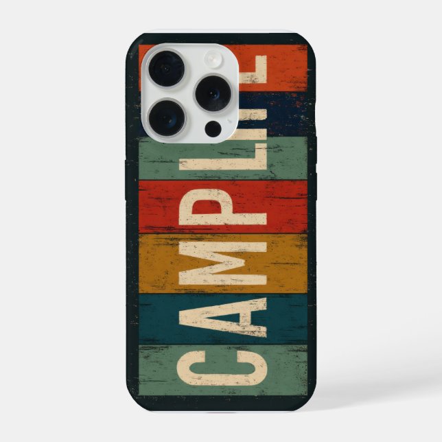 Vintage Camp Life Typography iPhone Case (Back)