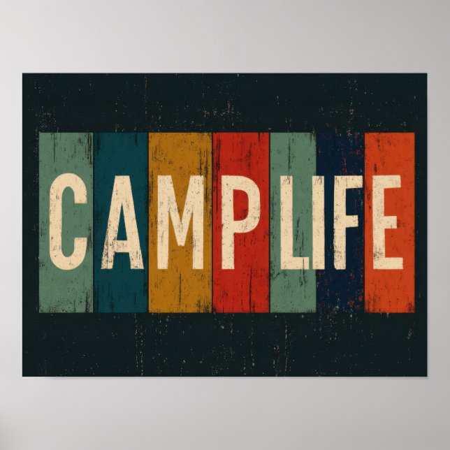 Vintage Camp Life Typography Poster (Front)