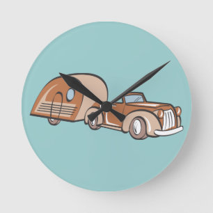 Vintage Camper and Auto Round Clock