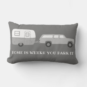 Vintage Camper Trailer RV Motorhome Vanlife grey Lumbar Cushion