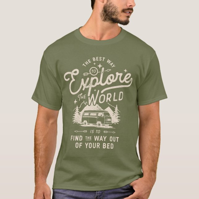 Vintage Camper Van Life Funny T-Shirt (Front)