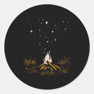 Vintage Campfire Camping Stars Hiking Outdoor Natu Classic Round Sticker