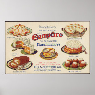 Vintage Campfire Marshmallows Food Advertisement Poster
