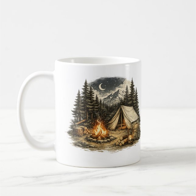 Vintage Camping Adventure Coffee Mug (Left)