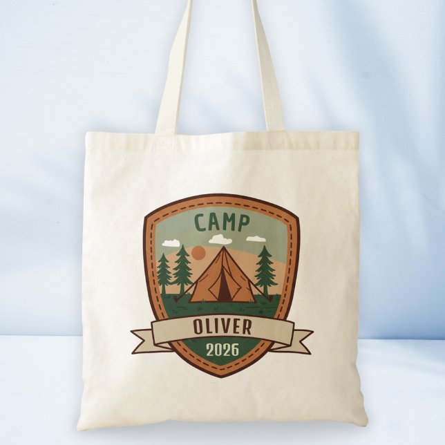 Vintage Camping Badge Personalised Tote Bag (Creator Uploaded)