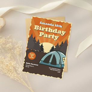 Vintage Camping Birthday Party Invitation
