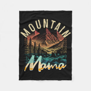 Vintage Camping Hiking Mountain Mama Retro Adventu Fleece Blanket