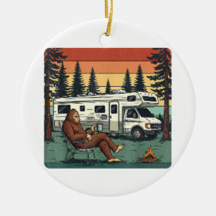 Vintage Camping Motorhome RV Bigfoot Adventure Ceramic Tree Decoration