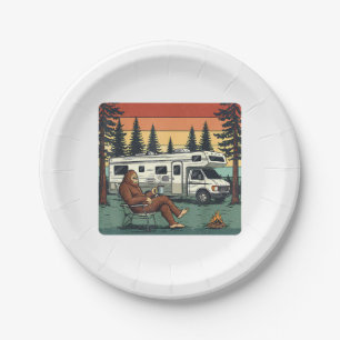 Vintage Camping Motorhome RV Bigfoot Adventure Paper Plate
