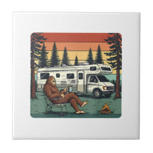 Vintage Camping Motorhome RV Bigfoot Adventure Tile