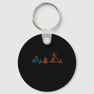 Vintage Camping Outdoor Heartbeat Nature Camper Hi Key Ring