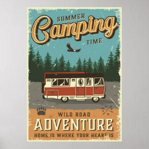 Vintage camping poster