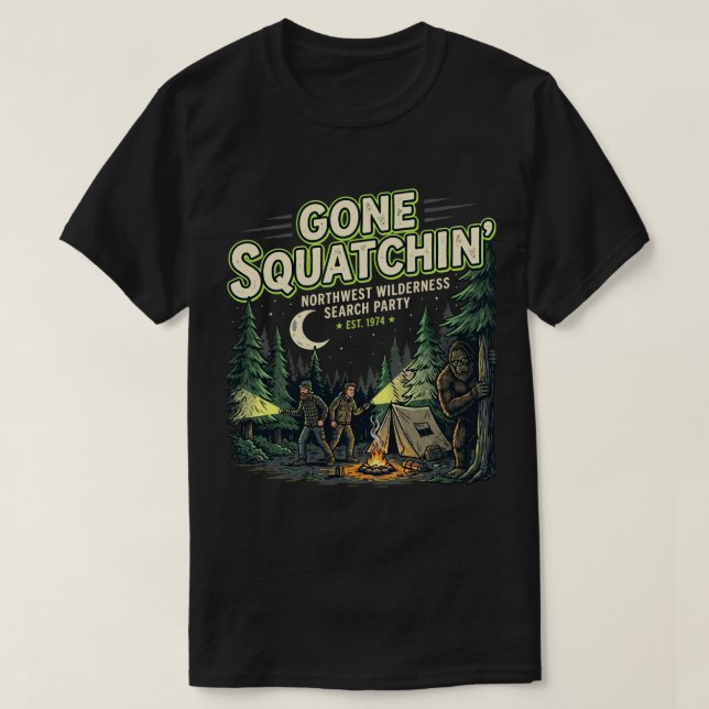 Vintage Camping Shirt Forest Tree Cabin  (Design Front)