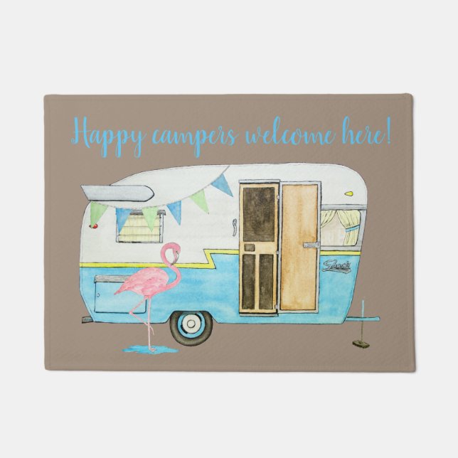 Vintage Camping Trailer Doormat (Front)