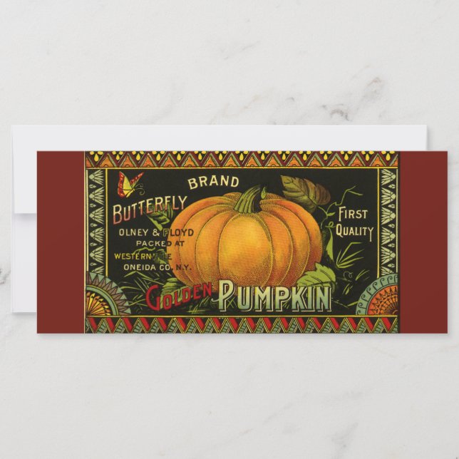 Vintage Can Label Art, Butterfly Pumpkin Vegetable (Front)
