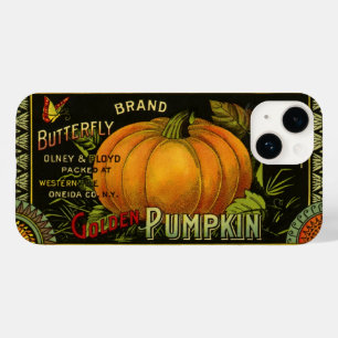 Vintage Can Label Art, Butterfly Pumpkin Vegetable Case-Mate iPhone 14 Case