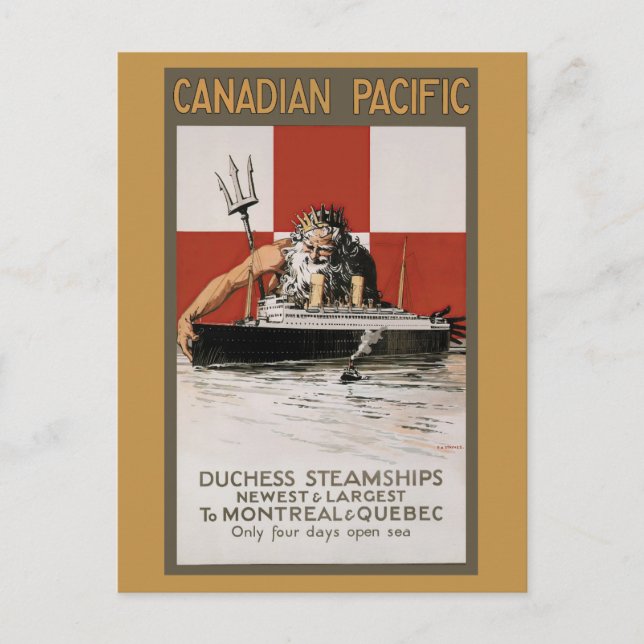 Vintage Canada Cruise Retro Travel Tourism Postcard (Front)