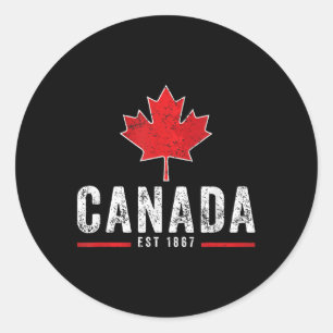 Vintage Canada Est 1867 Patriotic Proud Canadian M Classic Round Sticker