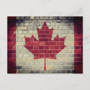 Vintage Canada flag on a brick wall Postcard
