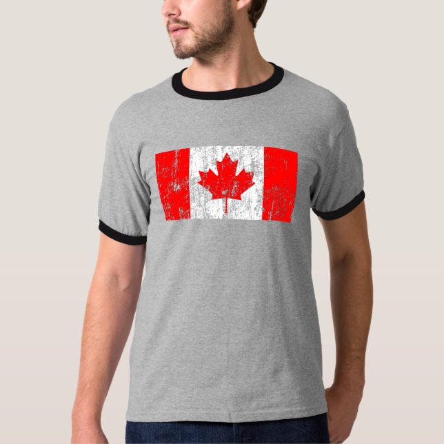 Vintage Canada Flag Ringer T-shirt (Front)