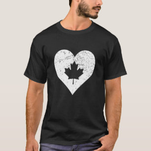 Vintage Canada Love Heart Maple Leaf Canadian Flag T-Shirt