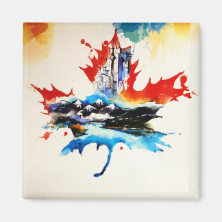 Vintage Canada Maple Leaf Travel Love Watercolor Magnet