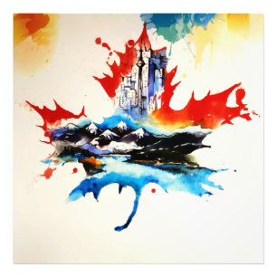 Vintage Canada Maple Leaf Travel Love Watercolor Photo Print