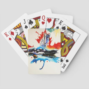 Vintage Canada Maple Leaf Travel Love Watercolor Playing Cards