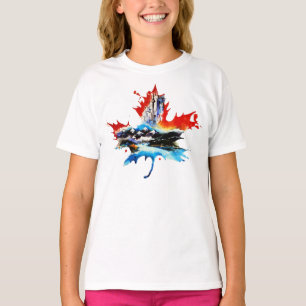 Vintage Canada Maple Leaf Travel Love Watercolor T-Shirt